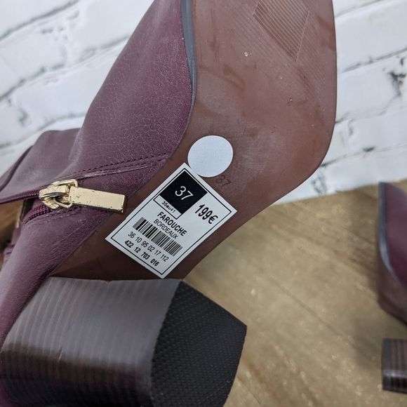 Knee high leather boots - burgundy high heel boots size 7 ANDRE NWT - Picture 7 of 10